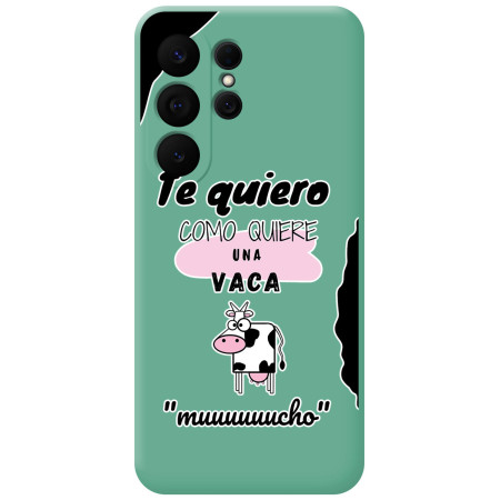 Funda Silicona Líquida Verde para Samsung Galaxy S26 Ultra 5G diseño Vaca Dibujos