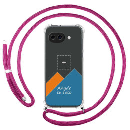 Personaliza tu Funda Colgante Transparente para Google Pixel 10a 5G con Cordon Rosa Fucsia Dibujo Personalizada