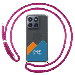Personaliza tu Funda Colgante Transparente para Motorola Edge 70 5G con Cordon Rosa Fucsia Dibujo Personalizada