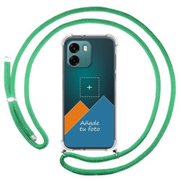 Personaliza tu Funda Colgante Transparente para Oppo A6 4G / 5G con Cordon Verde Agua Dibujo Personalizada