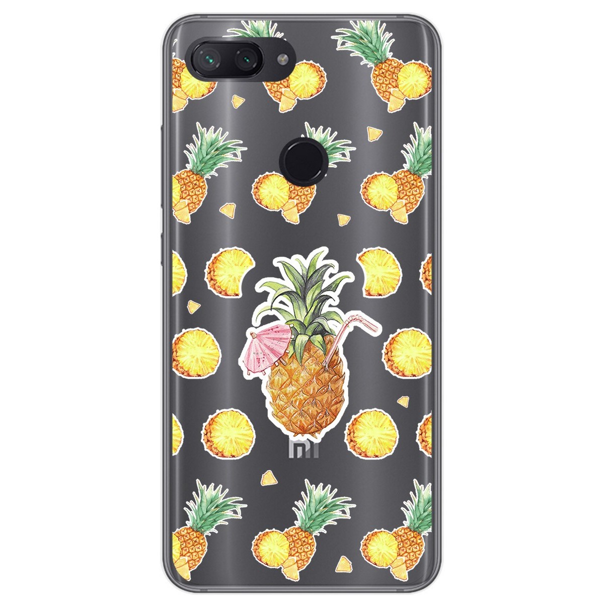 Funda Gel Transparente para Xiaomi Mi 8 Lite diseño Piña Dibujos