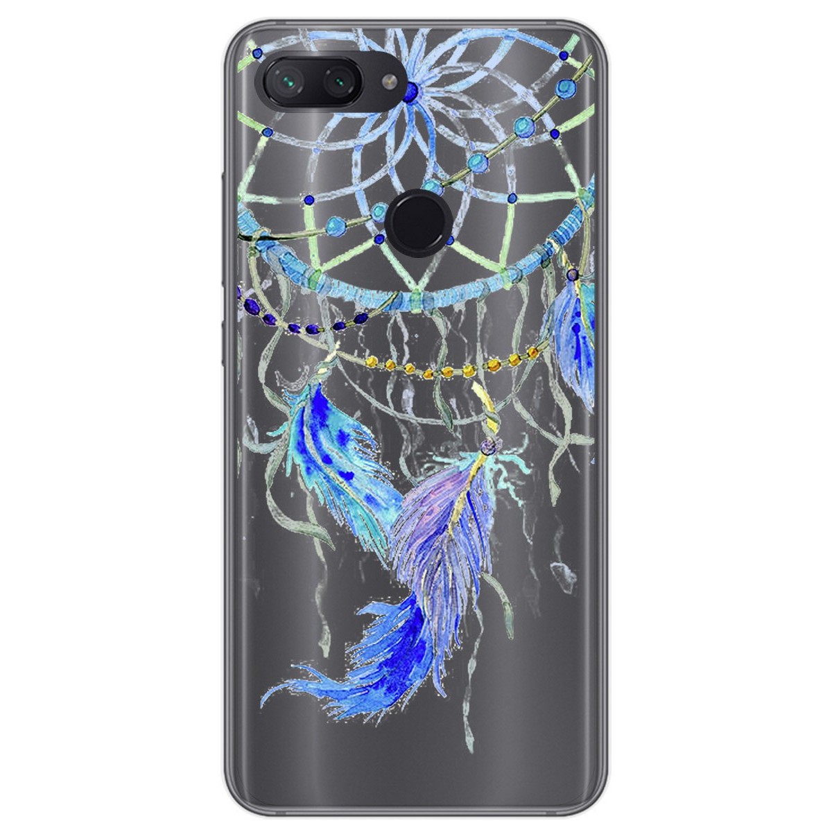 Funda Gel Transparente para Xiaomi Mi 8 Lite diseño Plumas Dibujos