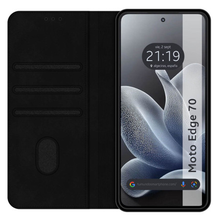 Funda Libro de Polipiel con tarjetero para Motorola Edge 70 5G color Negra