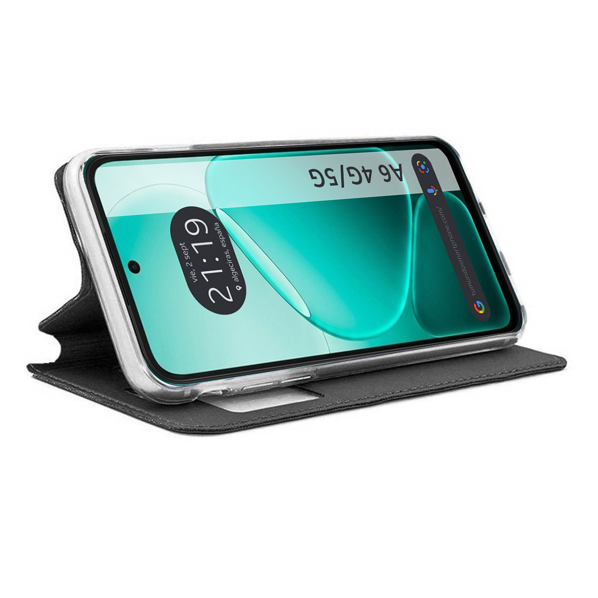Funda Libro Soporte con Ventana para Oppo A6 4G / 5G color Negra