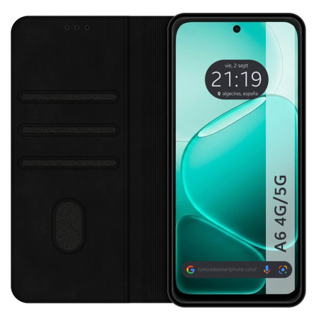 Funda Libro de Polipiel con tarjetero para Oppo A6 4G / 5G color Negra