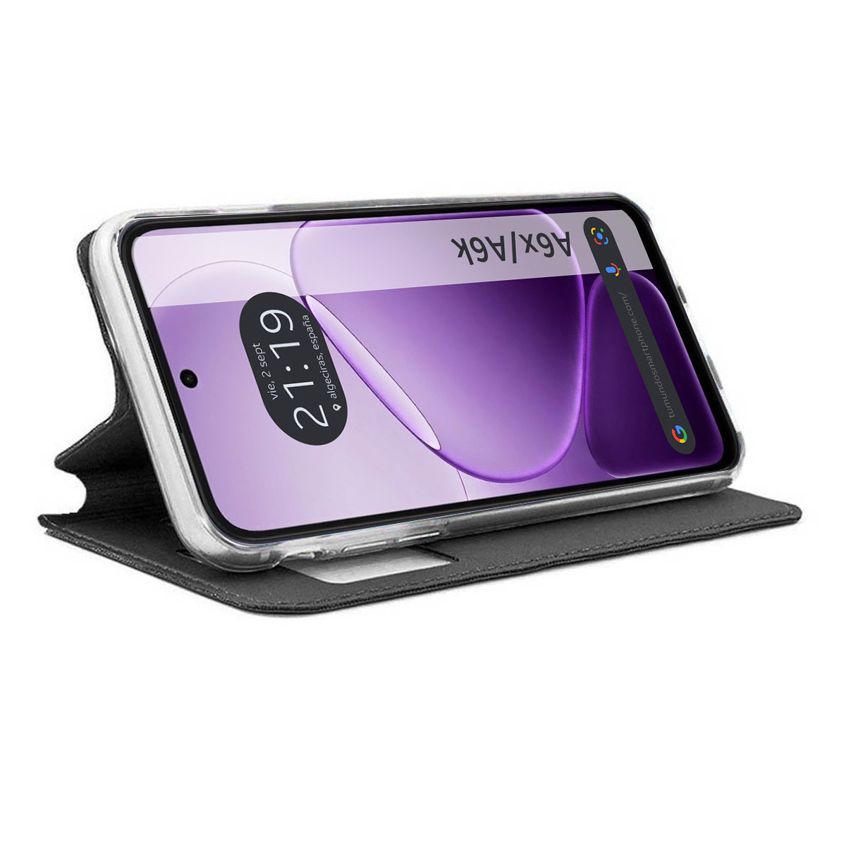 Funda Libro Soporte con Ventana para Oppo A6x / A6k color Negra
