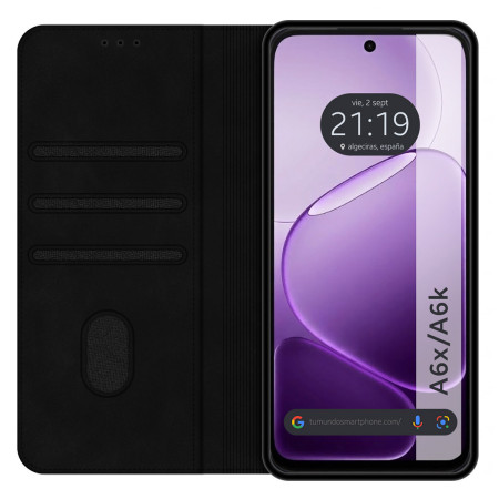 Funda Libro de Polipiel con tarjetero para Oppo A6x / A6k color Negra