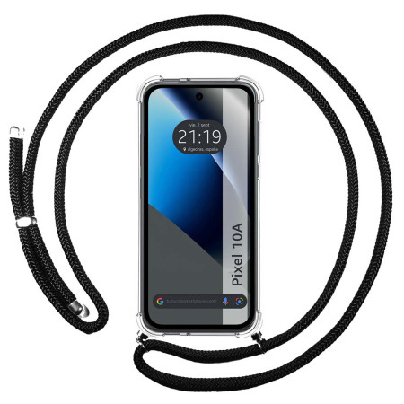 Funda Colgante Transparente para Google Pixel 10a 5G con Cordon Negro