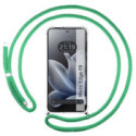 Funda Colgante Transparente para Motorola Edge 70 5G con Cordon Verde Agua