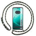 Funda Colgante Transparente para Oppo A6 4G / 5G con Cordon Verde / Dorado
