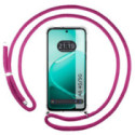 Funda Colgante Transparente para Oppo A6 4G / 5G con Cordon Rosa Fucsia