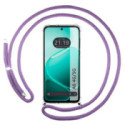 Funda Colgante Transparente para Oppo A6 4G / 5G con Cordon Morado