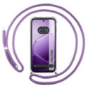 Funda Colgante Transparente para Oppo A6x / A6k con Cordon Morado
