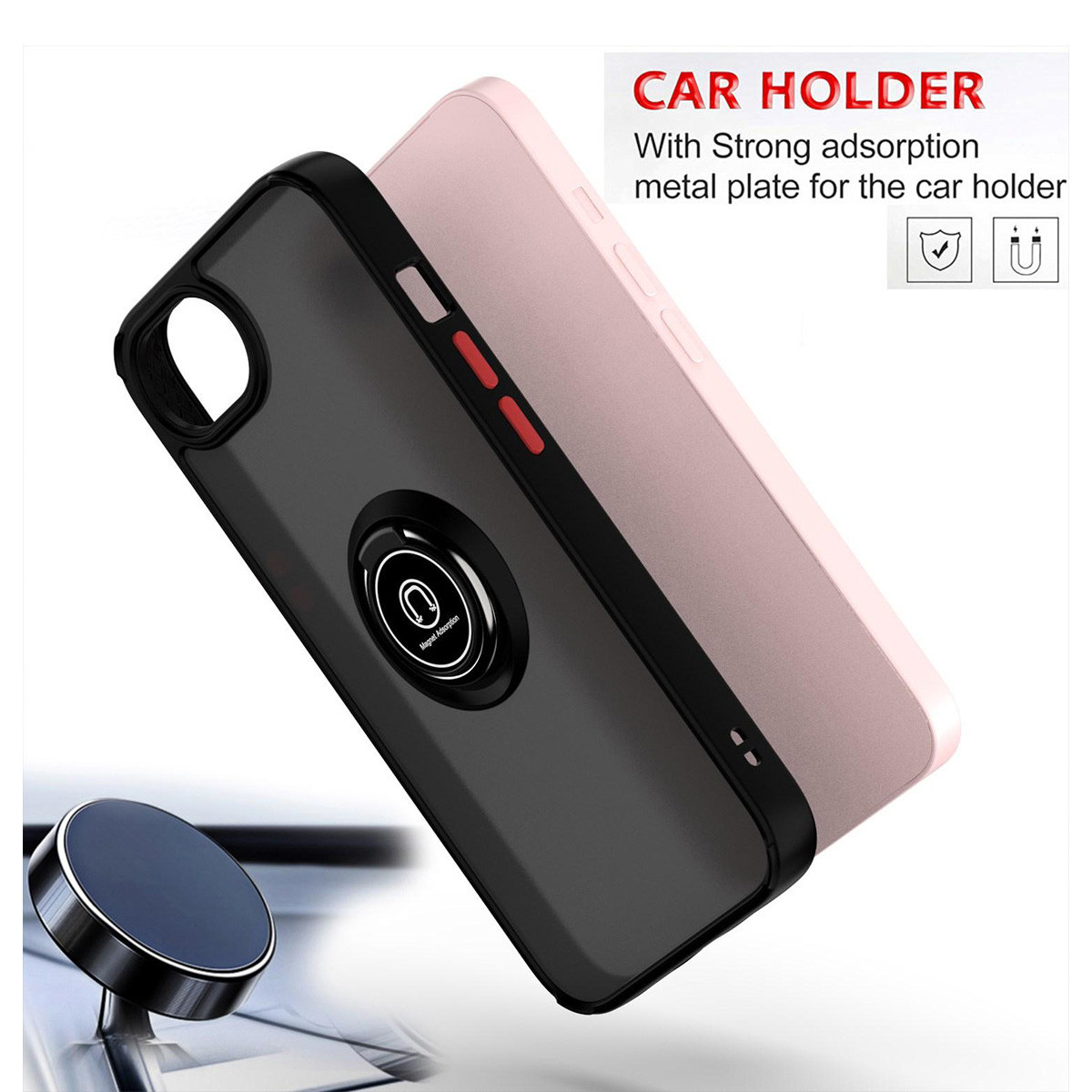 Funda Mate con Borde Negro y Anillo Giratorio...