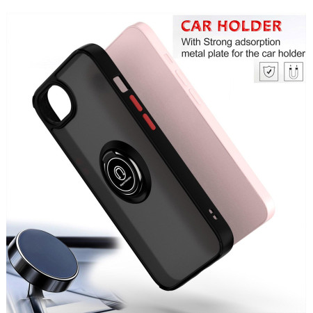 Funda Mate con Borde Negro y Anillo Giratorio 360 para iPhone 17e (6.1)