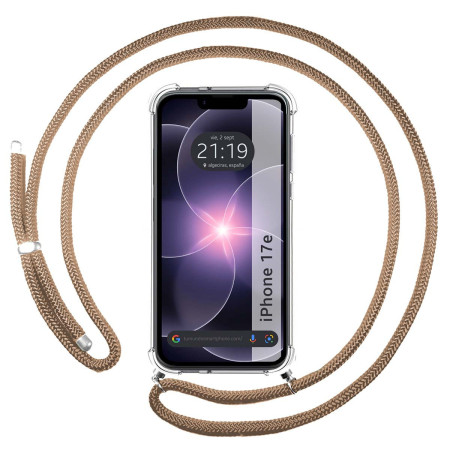 Funda Colgante Transparente para iPhone 17e (6.1) con Cordon Camel