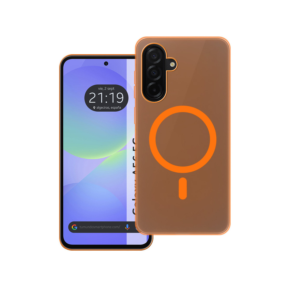 Carcasa dura mate para Samsung Galaxy A56 5G compatible con MagSafe color Naranja