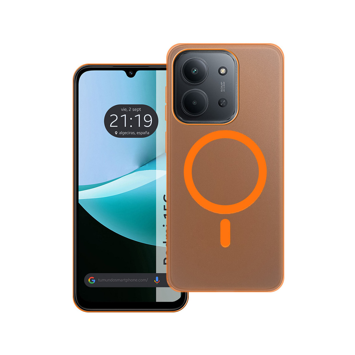 Carcasa dura mate para Xiaomi Redmi 15C 4G / 5G compatible con MagSafe color Naranja