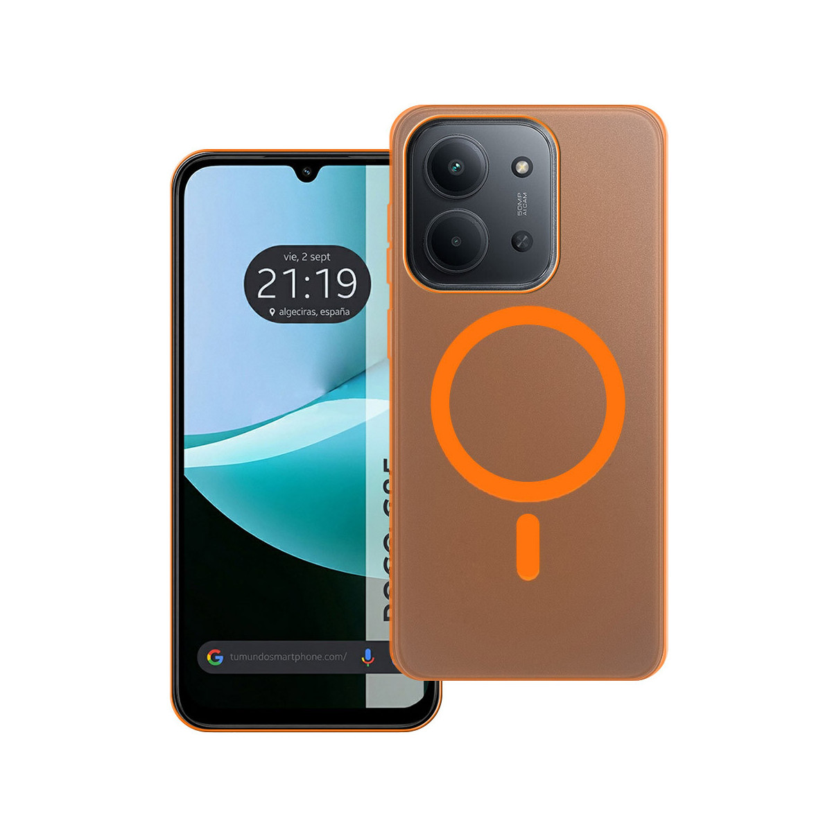 Carcasa dura mate para Xiaomi Poco C85 compatible con MagSafe color Naranja