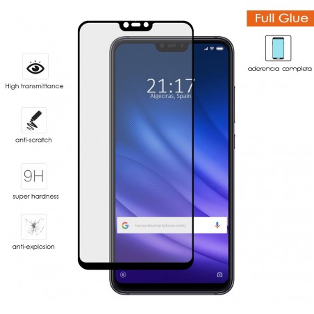Protector Cristal Templado Completo Full Glue Negro para Xiaomi Mi 8 Lite Vidrio