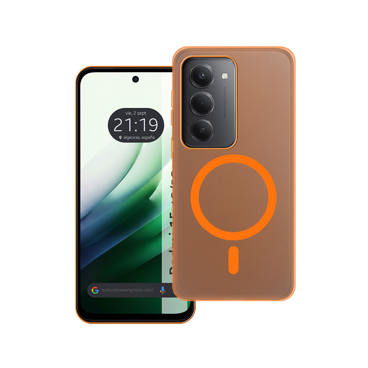 Carcasa dura mate para Xiaomi Redmi 15 4G / 5G compatible con MagSafe color Naranja