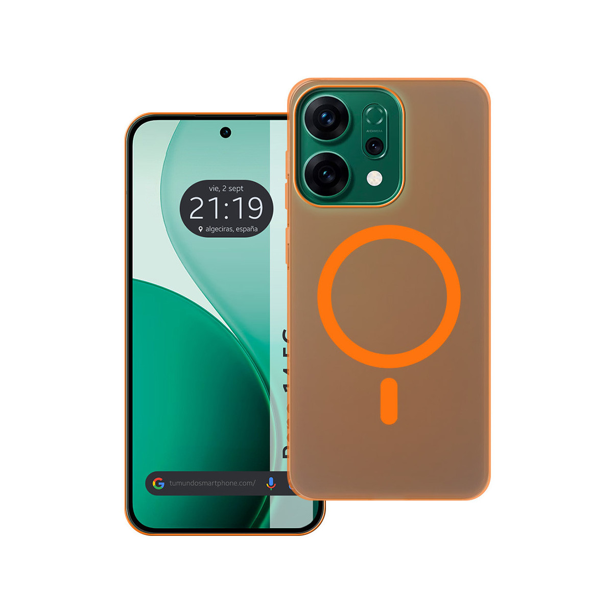 Carcasa dura mate para Oppo Reno 14 F / 14F 5G compatible con MagSafe color Naranja