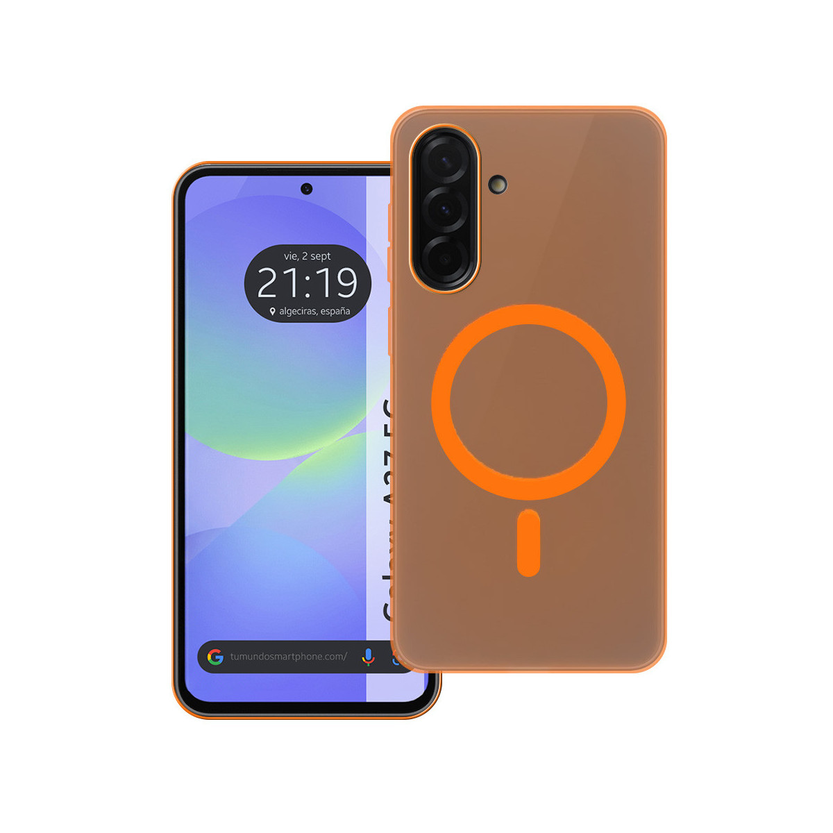 Carcasa dura mate para Samsung Galaxy A37 5G compatible con MagSafe color Naranja