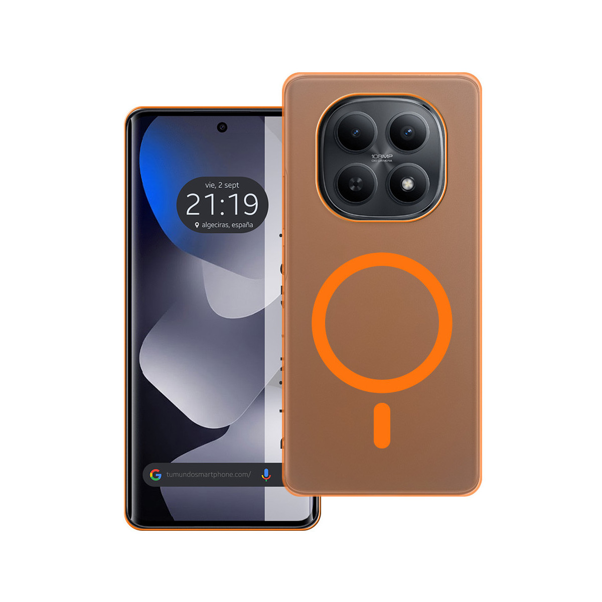 Carcasa dura mate para Xiaomi Redmi Note 15 5G compatible con MagSafe color Naranja