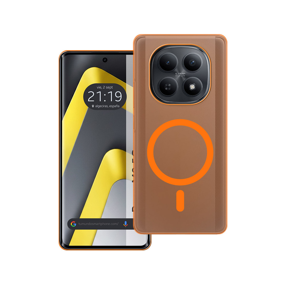 Carcasa dura mate para Xiaomi Poco M8 5G compatible con MagSafe color Naranja