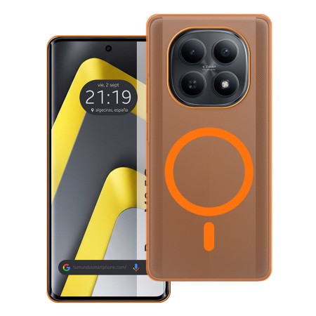 Carcasa dura mate para Xiaomi Poco M8 5G compatible con MagSafe color Naranja