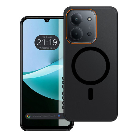 Carcasa dura mate para Xiaomi Poco C85 compatible con MagSafe color Negra