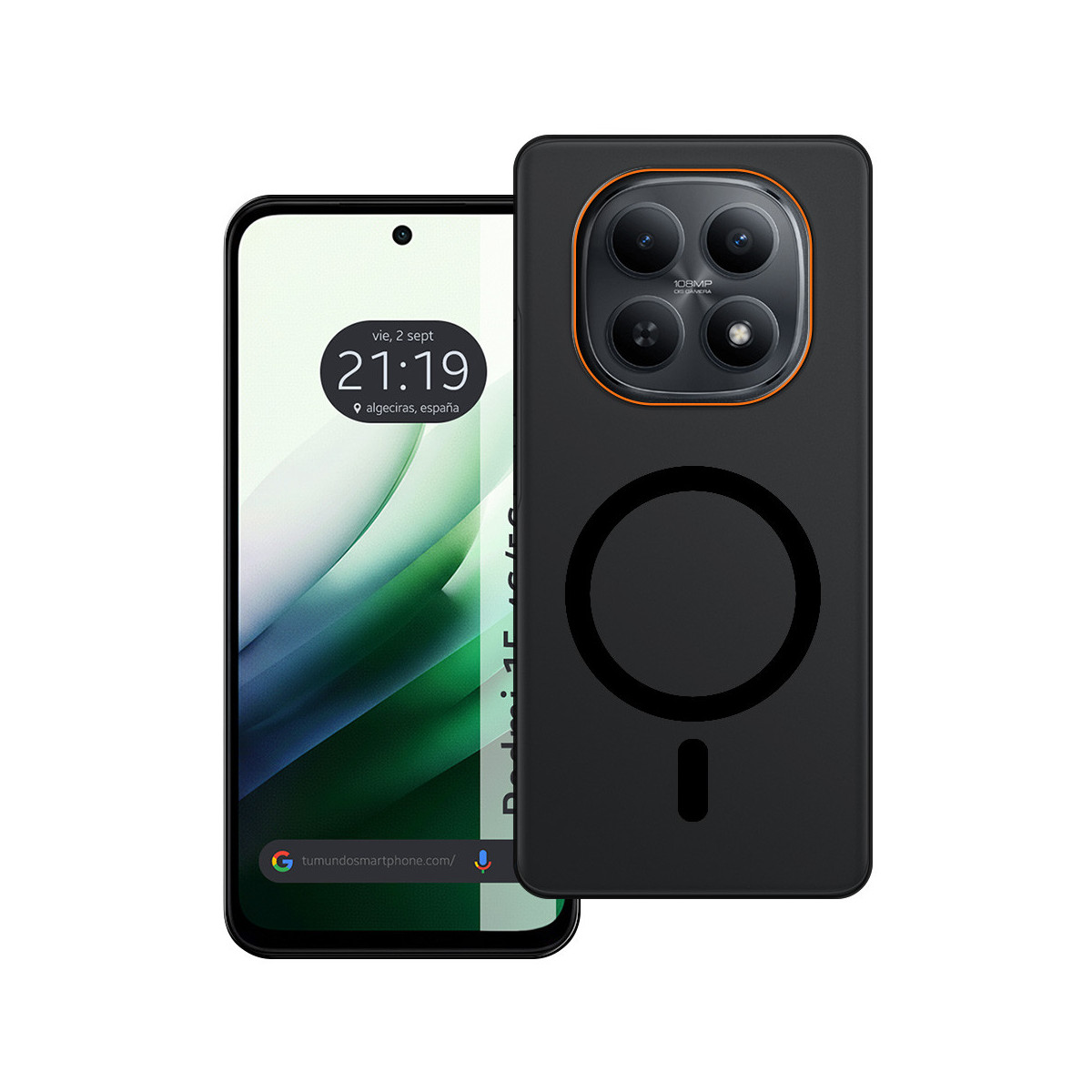 Carcasa dura mate para Xiaomi Redmi 15 4G / 5G compatible con MagSafe color Negra