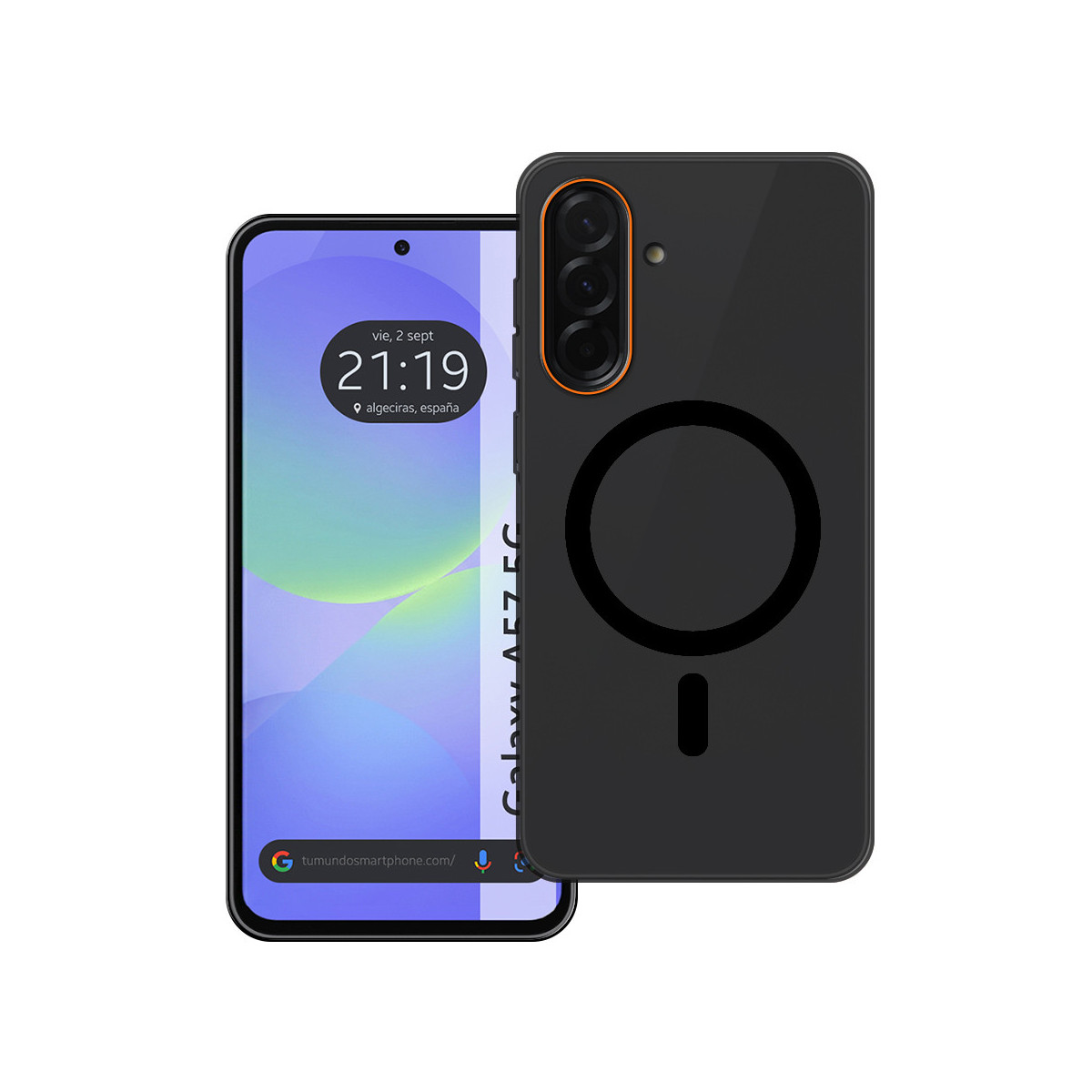 Carcasa dura mate para Samsung Galaxy A57 5G compatible con MagSafe color Negra