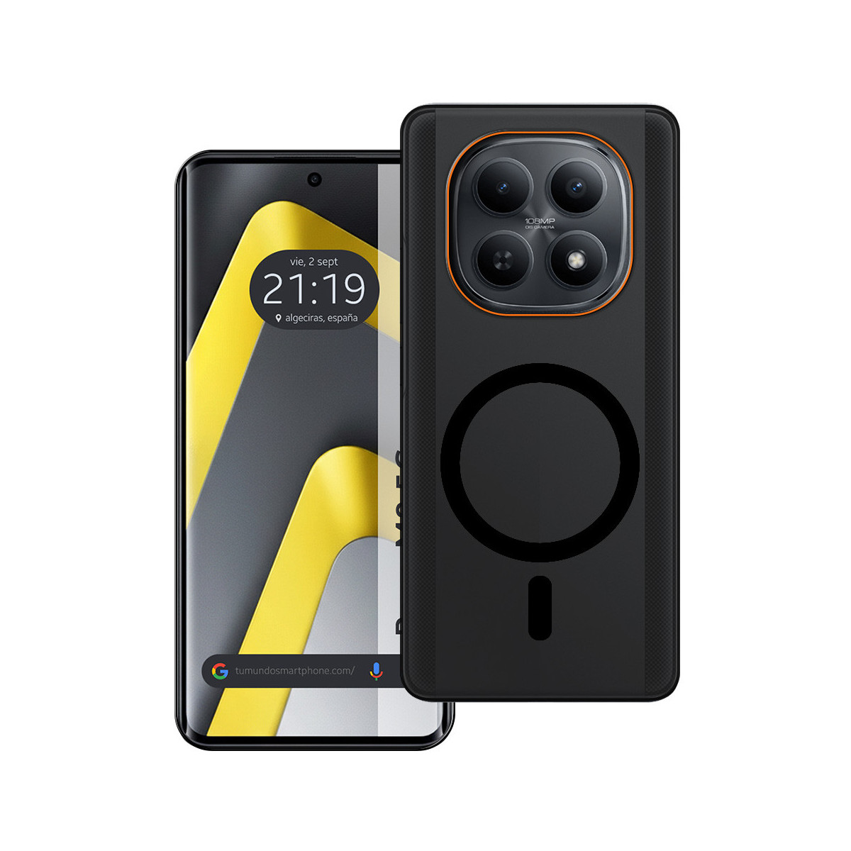 Carcasa dura mate para Xiaomi Poco M8 5G compatible con MagSafe color Negra
