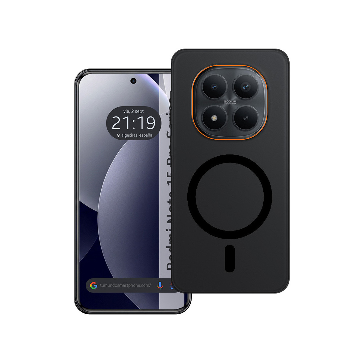 Carcasa dura mate para Xiaomi Redmi Note 15 Pro 5G compatible con MagSafe color Negra
