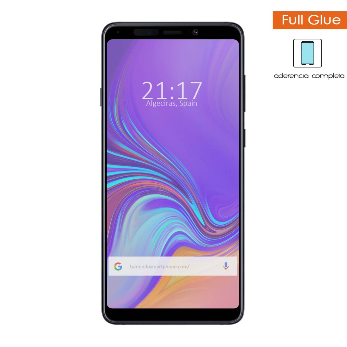 Protector Cristal Templado Completo Full Glue Negro para Samsung Galaxy A9 (2018) Vidrio