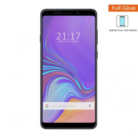 Protector Cristal Templado Completo Full Glue Negro para Samsung Galaxy A9 (2018) Vidrio