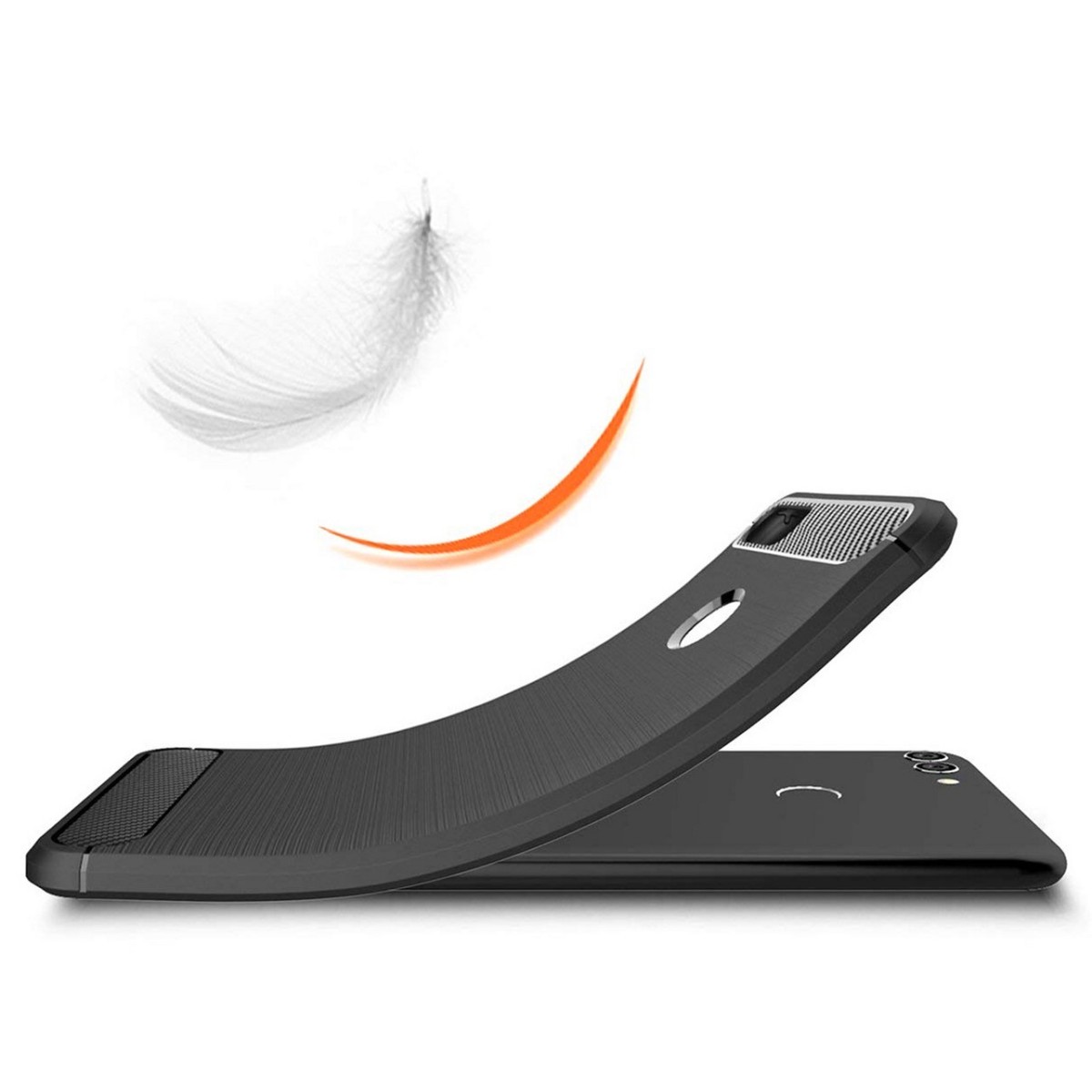 Funda Gel Tpu Tipo Carbon Negra para Huawei Y9 2018