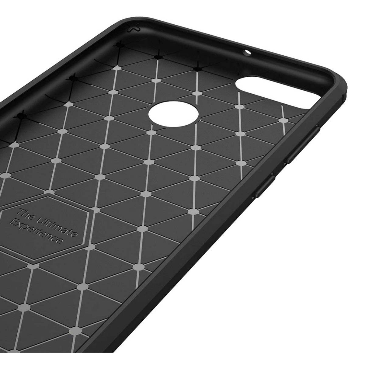 Funda Gel Tpu Tipo Carbon Negra para Huawei Y9 2018