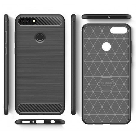 Funda Gel Tpu Tipo Carbon Negra para Huawei Y9 2018