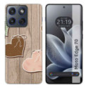 Funda Silicona para Motorola Edge 70 5G diseño Corazones Madera Dibujos