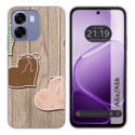 Funda Silicona para Oppo A6x / A6k diseño Corazones Madera Dibujos