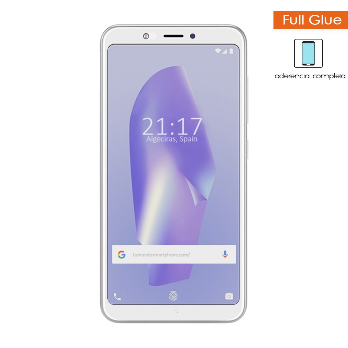 Protector Cristal templado completo FULL GLUE blanco para Bq Aquaris C vidrio