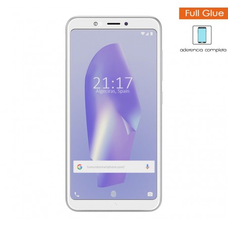 Protector Cristal templado completo FULL GLUE blanco para Bq Aquaris C vidrio