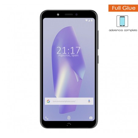 Protector Cristal templado completo FULL GLUE negro para Bq Aquaris C vidrio