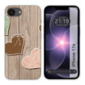 Funda Silicona para iPhone 17e diseño Corazones Madera Dibujos