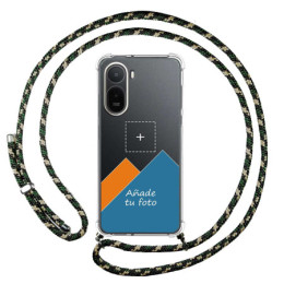 Personaliza tu Funda Colgante Transparente para Xiaomi Redmi A7 Pro con Cordon Verde / Dorado Dibujo Personalizada