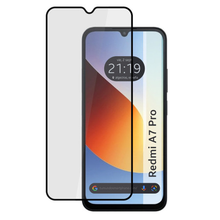 Protector Cristal Templado Completo 5D Full Glue Negro para Xiaomi Redmi A7 Pro Vidrio