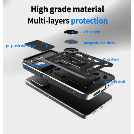 Funda Tough Armor con Anillo Giratorio Negra para Xiaomi Redmi A7 Pro