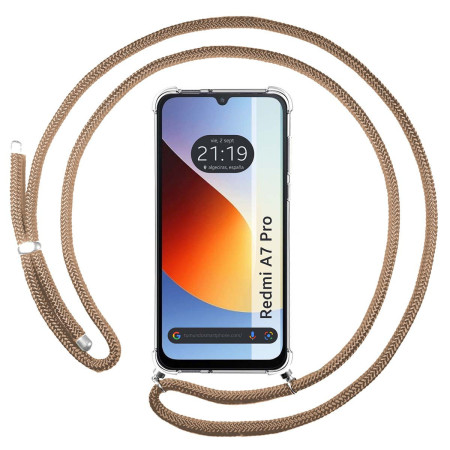 Funda Colgante Transparente para Xiaomi Redmi A7 Pro con Cordon Camel